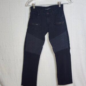 Reset Moto Black Straight Leg Zip Pocket Detail Cotton Span Stretch Jeans Sz 10